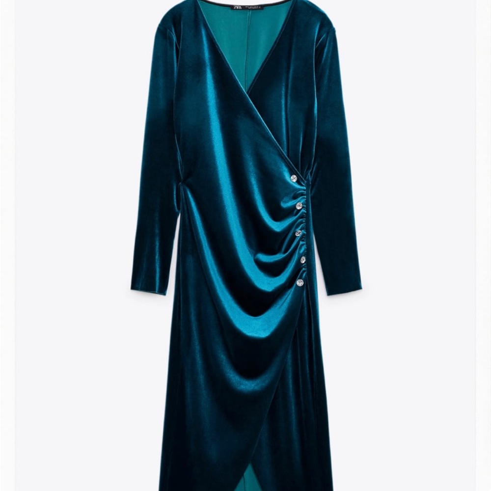 Zara velvet jewel button dress